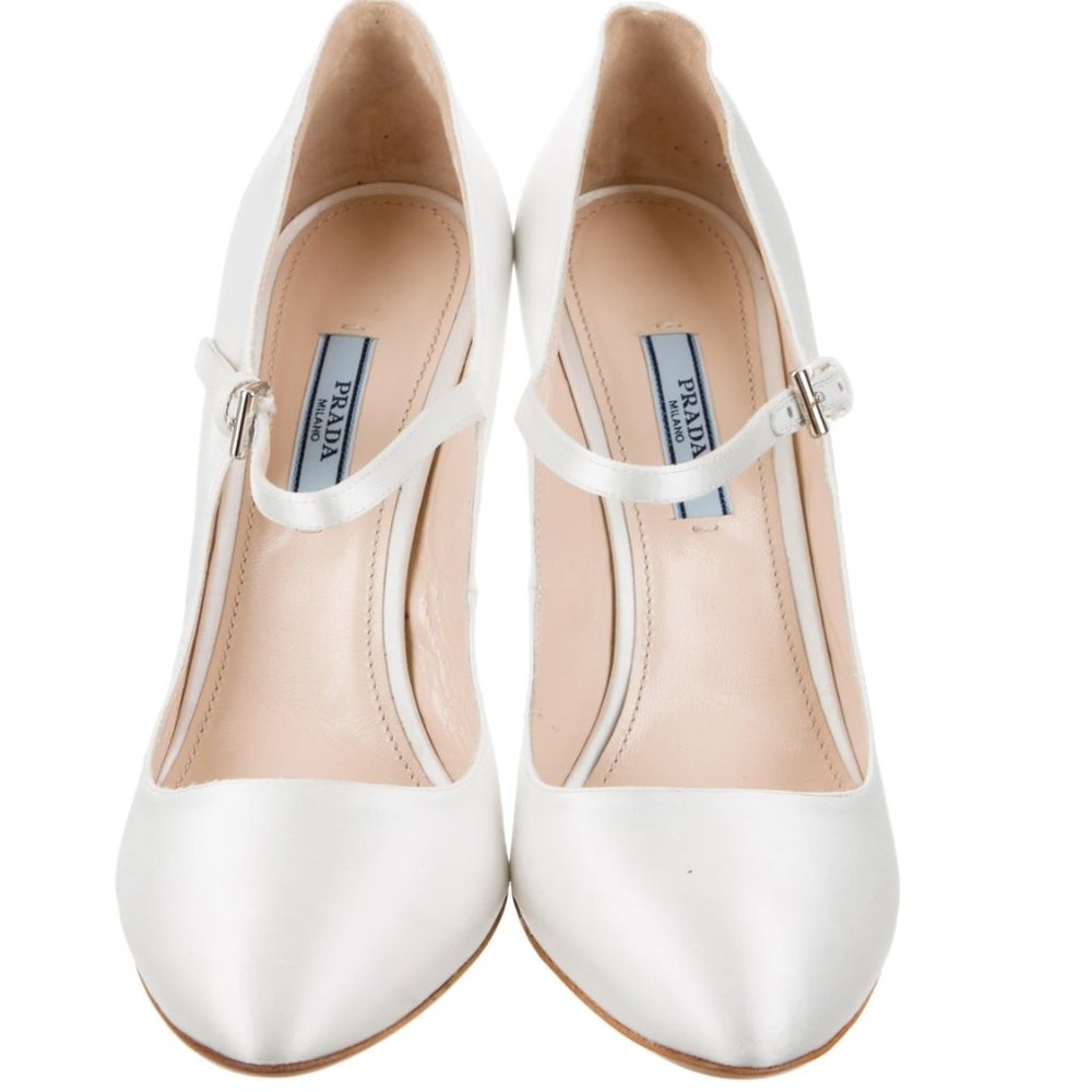 PRADA !!! White Satin Mary Jane Pumps - perfect bridal shoes